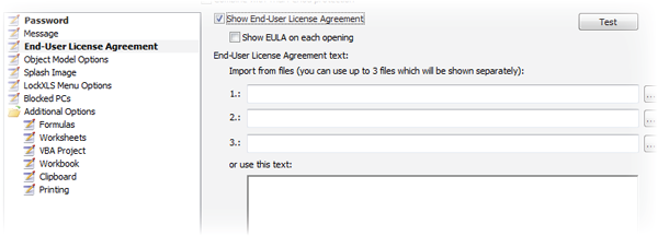 Excel File Compiler license agreement options